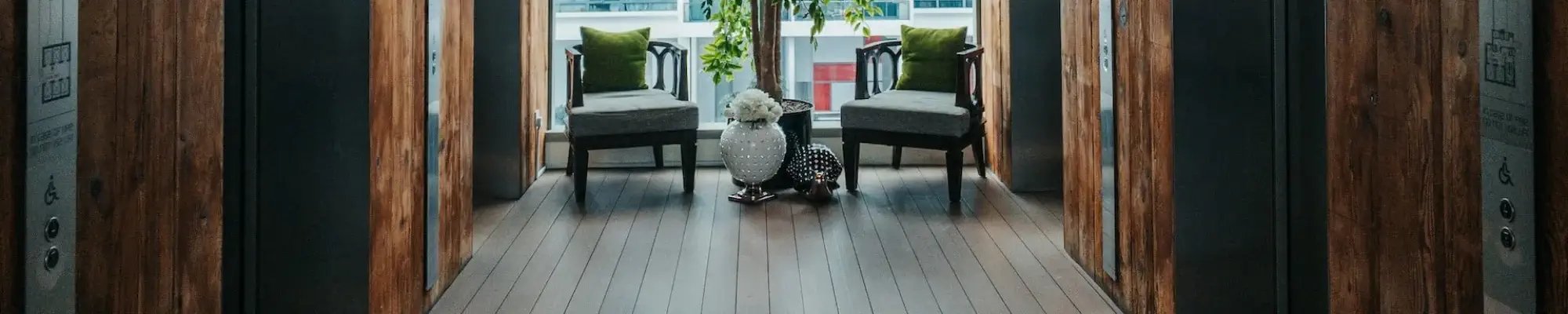 Luxury Vinyl Plank flooring in a seating area of a building