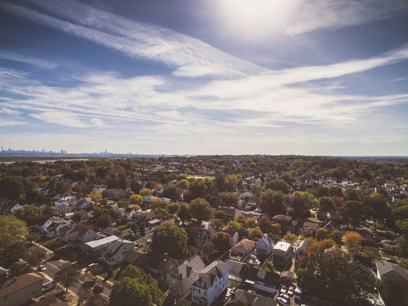 Arial view of a residential neighborhood in New Jersey