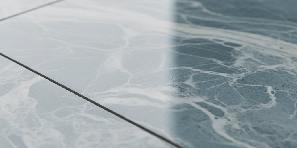 Natural texture blue porcelain tile closeup