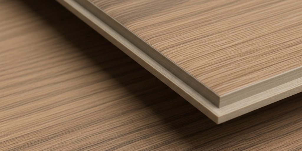 Closeup of LVP flooring planks