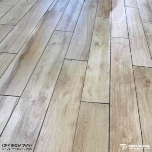 Philadelphia Flooring Solutions's commercial flooring work for Off Broadway Shoes in Philadelphia, PA