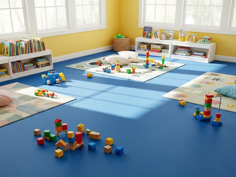 Blue rubber flooring in a childrens playroom in Cherry Hill NJ